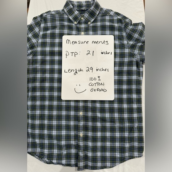 Chaps Men Button Down Classic Oxford Shirt 100% Cotton Blue White Size Medium - Picture 7 of 7